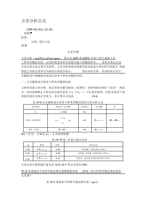 方差分析公式