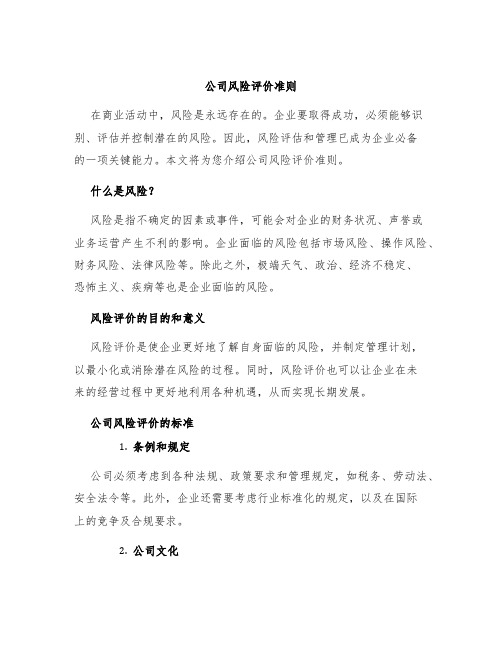 公司风险评价准则