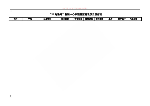 91淘课网备课中心资源建设方案及标准(同步资源库)