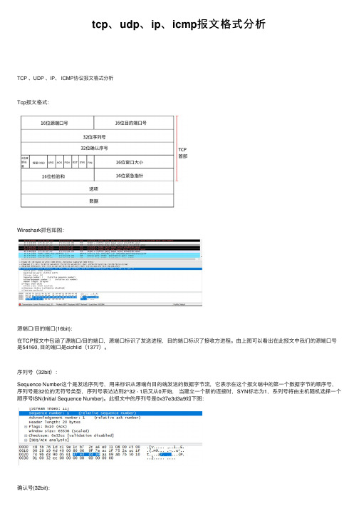 tcp、udp、ip、icmp报文格式分析