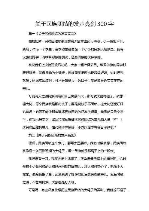 关于民族团结的发声亮剑300字