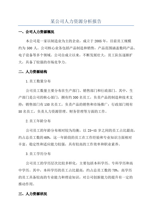 某公司人力资源分析报告