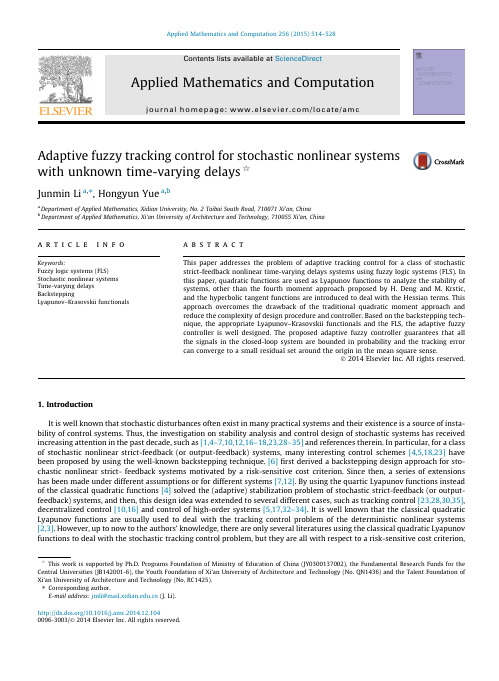 Adaptive-fuzzy-tracking-control-for-stochastic-nonli_2015_Applied-Mathematic