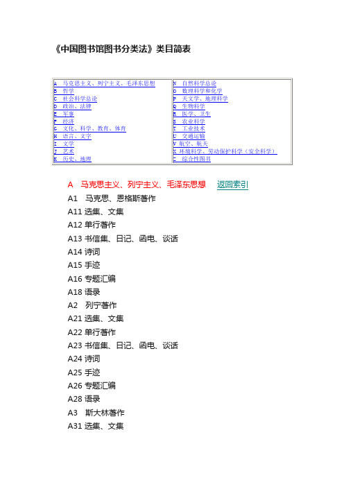 《中国图书馆图书分类法》类目简表