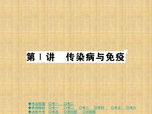 中考生物总复习 专题九 健康地生活 第1讲 传染病与免疫名师优质课件