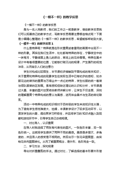 《一模不一样》的教学反思