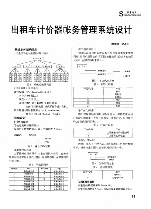 出租车计价器帐务管理系统设计