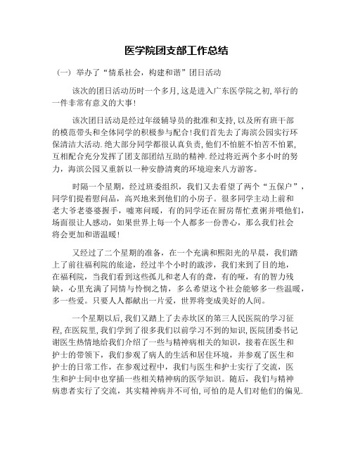 医学院团支部工作总结