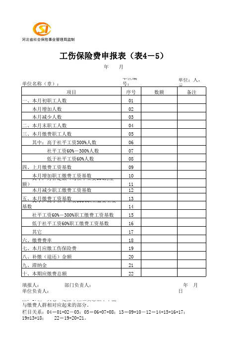 工伤保险费申报表