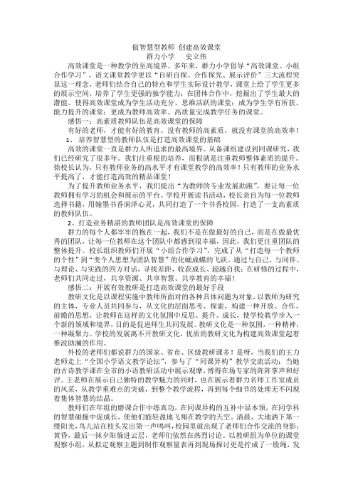 做智慧型教师 创建高效课堂