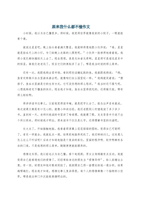 原来我什么都不懂作文