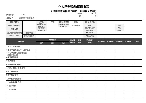 个人所得税纳税申报表excel文档