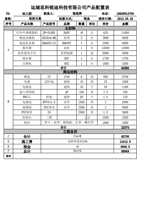 幼儿园监控方案