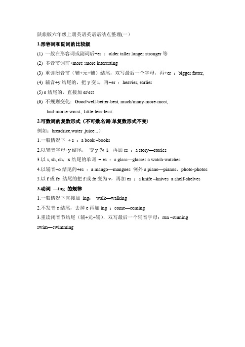 陕旅版六上英语英语语法点整理(一)
