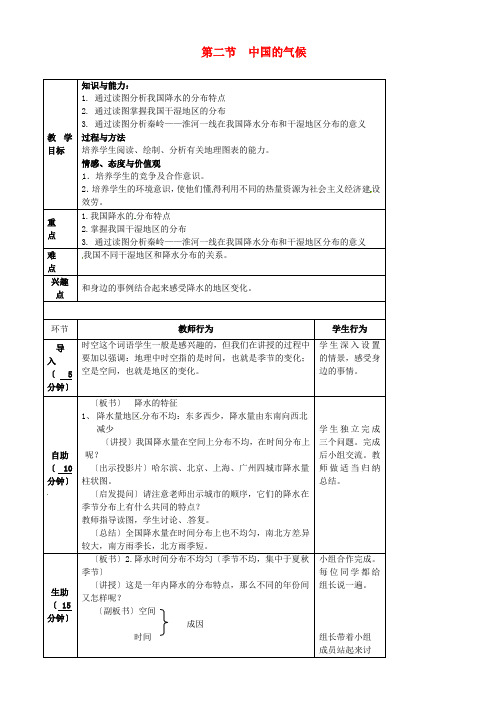 《中国的气候》word教案 (公开课)2020年湘教版地理 (4)