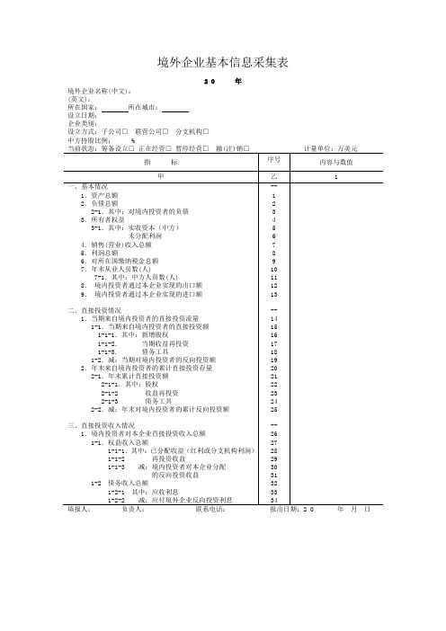 境外企业基本信息采集表