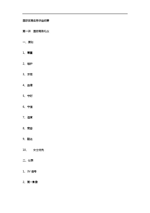 国际贸易实务讲座纲要