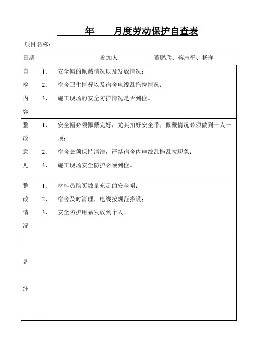 劳动保护自查表