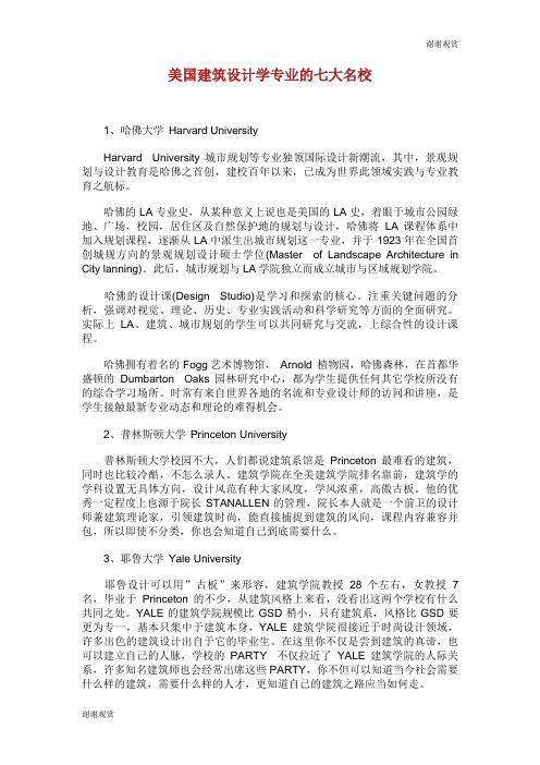 美国建筑设计学专业的七大名校.doc