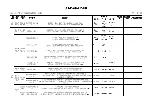 风险监控指标汇总表