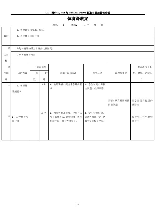 二年级上册全册体育教案表格式(1)