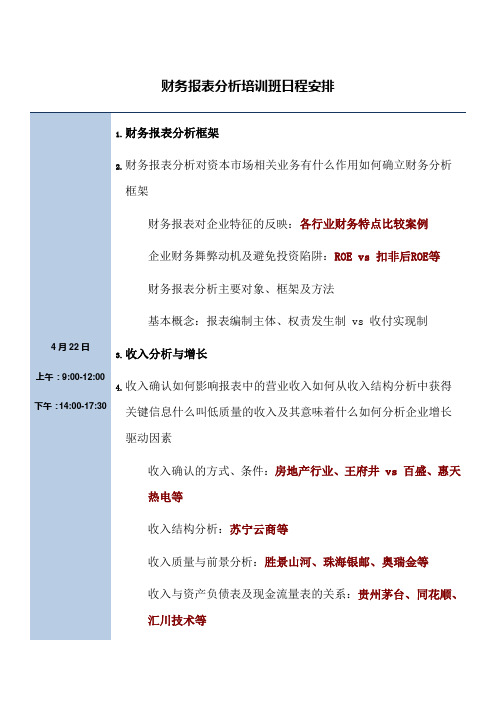 财务报表分析培训班日程安排