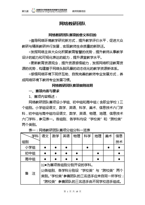 NOC活动网络教研团队竞赛规则