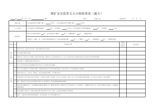 煤矿安全监管五人小组检查表