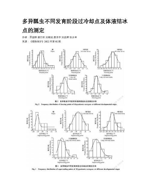 多异瓢虫不同发育阶段过冷却点及体液结冰点的测定