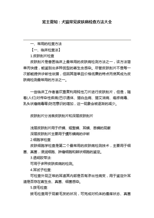 宠主需知：犬猫常见皮肤病检查方法大全