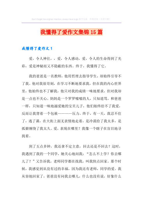 我懂得了爱作文集锦15篇