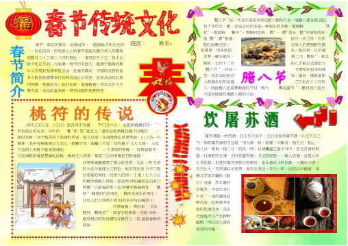 春节传统文化927A4新年春节电子小报成品欢度春节手抄报模板新年快乐电子简报小学生传统节日板报word可编辑