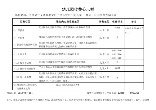 幼儿园收费公示栏 (1)