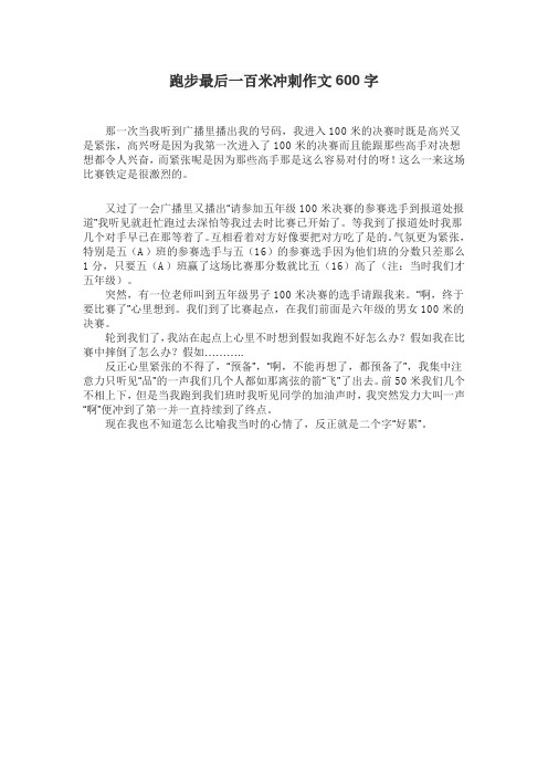 跑步最后一百米冲刺作文600字