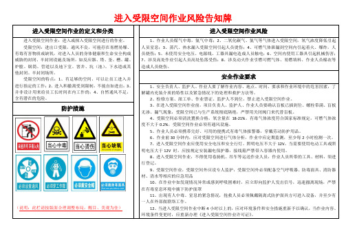 特殊作业风险告知牌(受限、动火、登高、吊装)