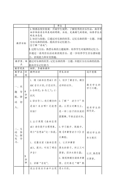 四年级上册音乐教案 第一单元 音乐实践｜人教版