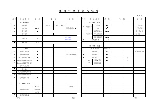 主要技术经济指标表