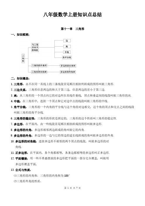 八年级数学上册重点知识汇总(部编版)