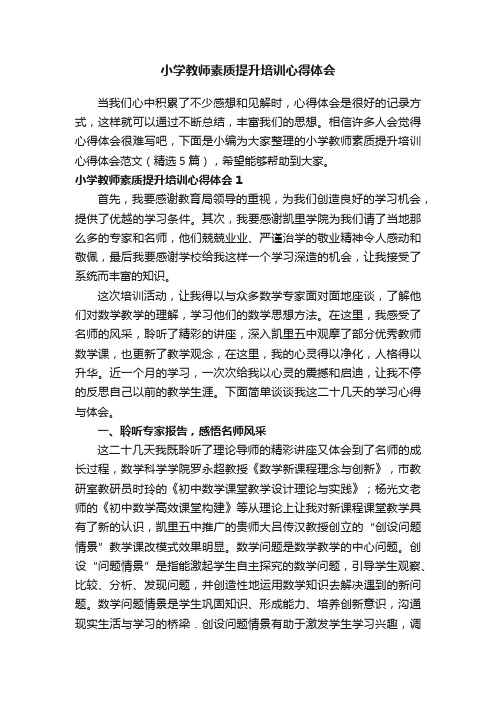 小学教师素质提升培训心得体会范文（精选5篇）