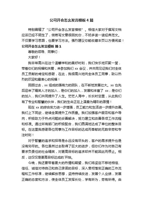 公司开会怎么发言模板4篇