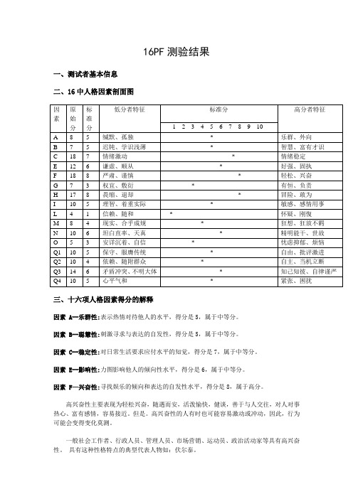 16PF测验完整报告