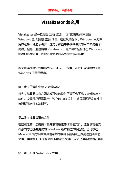 vistalizator怎么用