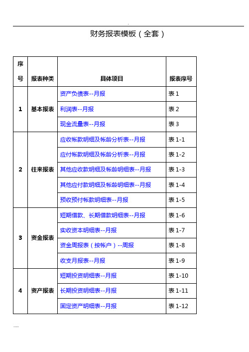 财务报表模板(全套)