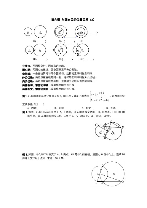 讲义：第九课 与圆有关的位置关系(无答案)