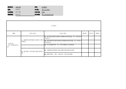 小学数学二年级上册第九单元《农家小院》学习要点