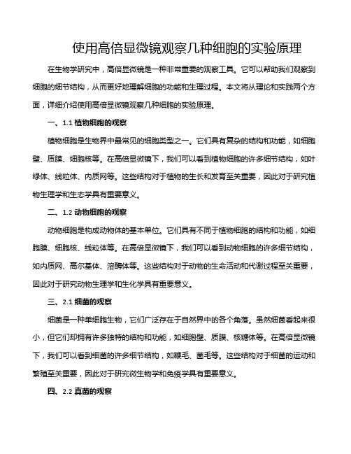 使用高倍显微镜观察几种细胞的实验原理