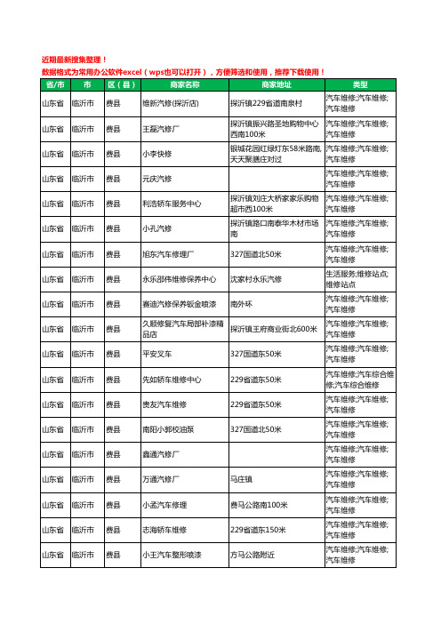 2020新版山东省临沂市费县汽车维修工商企业公司商家名录名单黄页联系方式电话大全254家