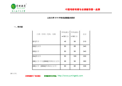 山东大学2016年初试成绩基本要求