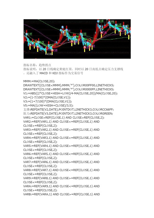 通达信指标公式源码趋势拐点 主图源码