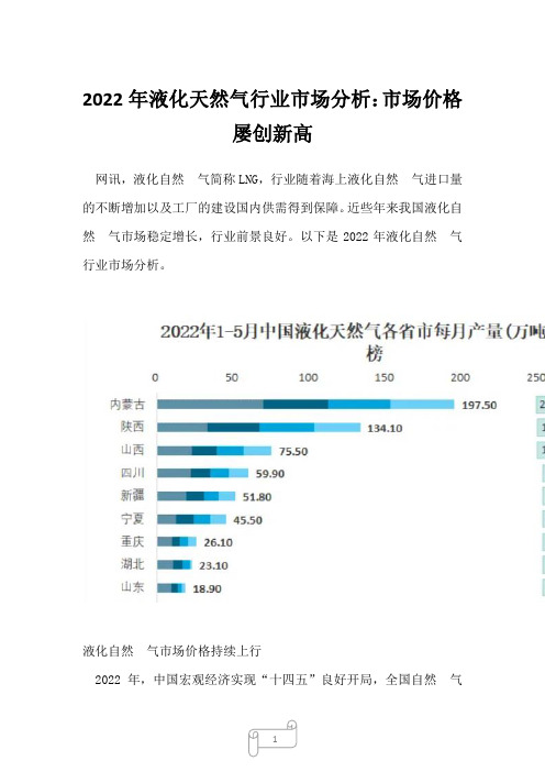 2022年液化天然气行业市场分析：市场价格屡创新高